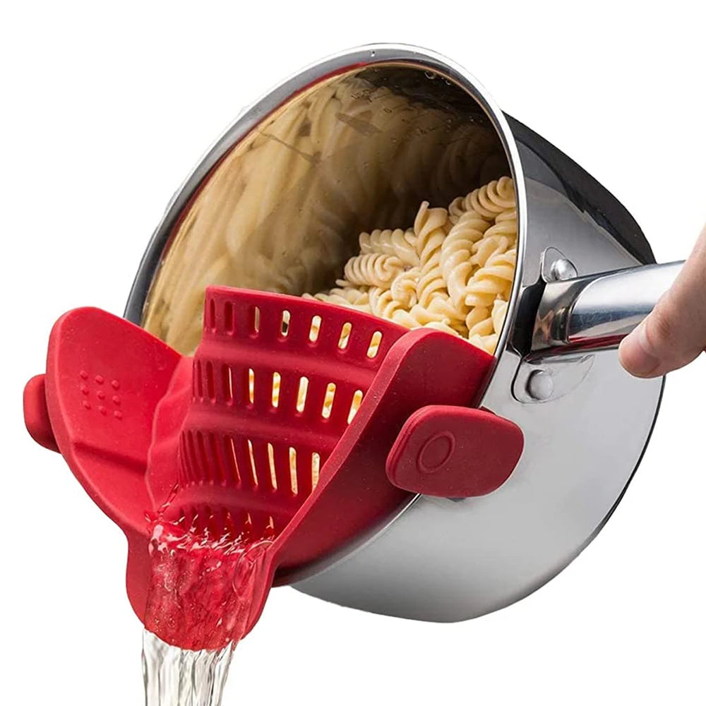 Silicone Kitchen Strainer Clip On Pots and Pans Drain Rack