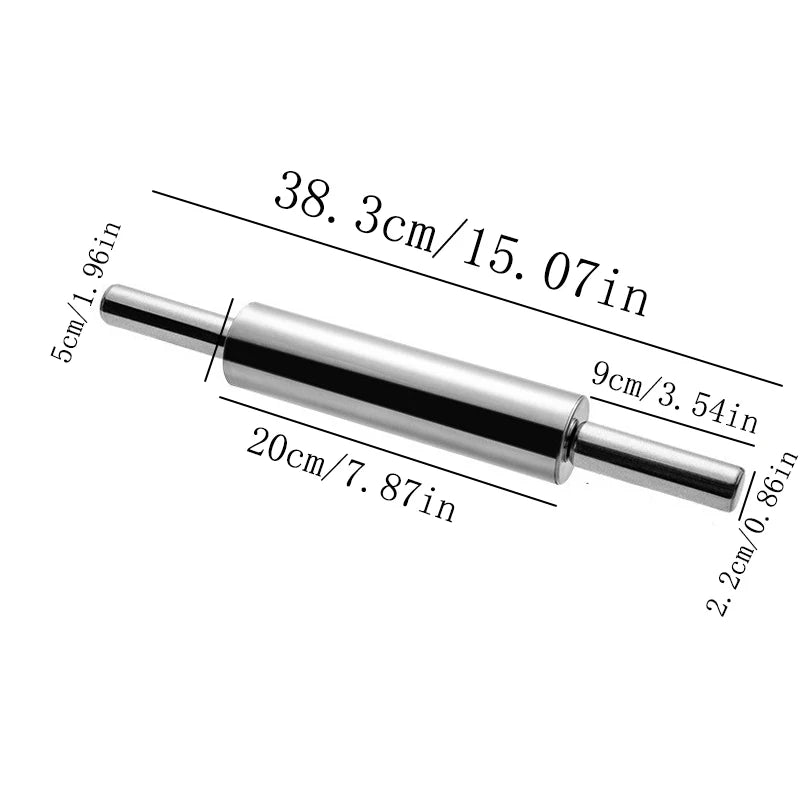 Stainless Steel Rolling Pin Non-stick Pastry Dough Roller