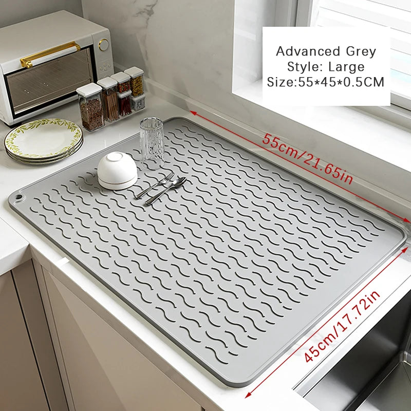Silicone Drying Mat Heat Resistant Non-Slip Draining Mat
