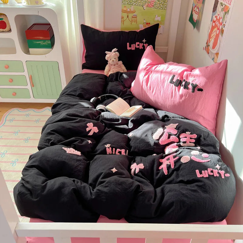 cartoon pure cotton four-piece set student small fresh dormitory