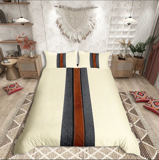 Homewish Geometric Stripes Duvet Cover Set,Geometric Plaid