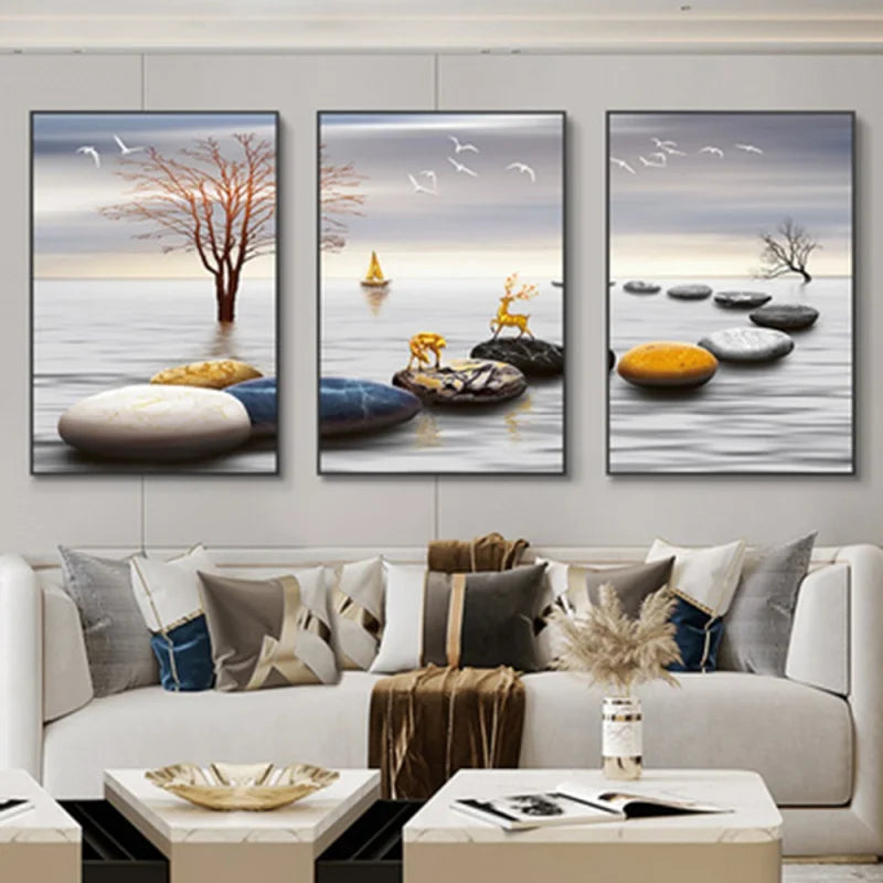 Luxury Ribbon Abstract Wall Art Landscape Modern Poster