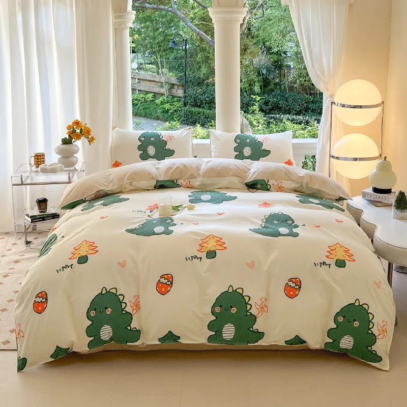 Microfiber Bedding Set Queen Size Duvet Cover for Kids Single Bed