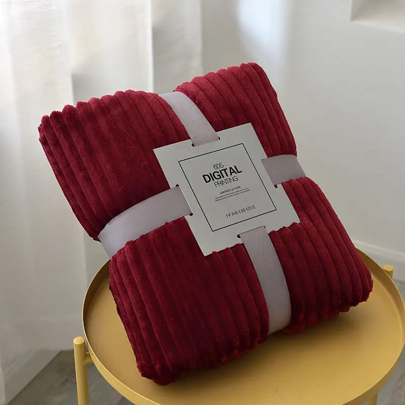 Soft Adult Cover Coral Fleece Blanket On The Sofa