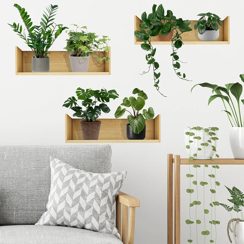 Plant Design Wall Sticker Plant Potted Pattern Wall Decal Background