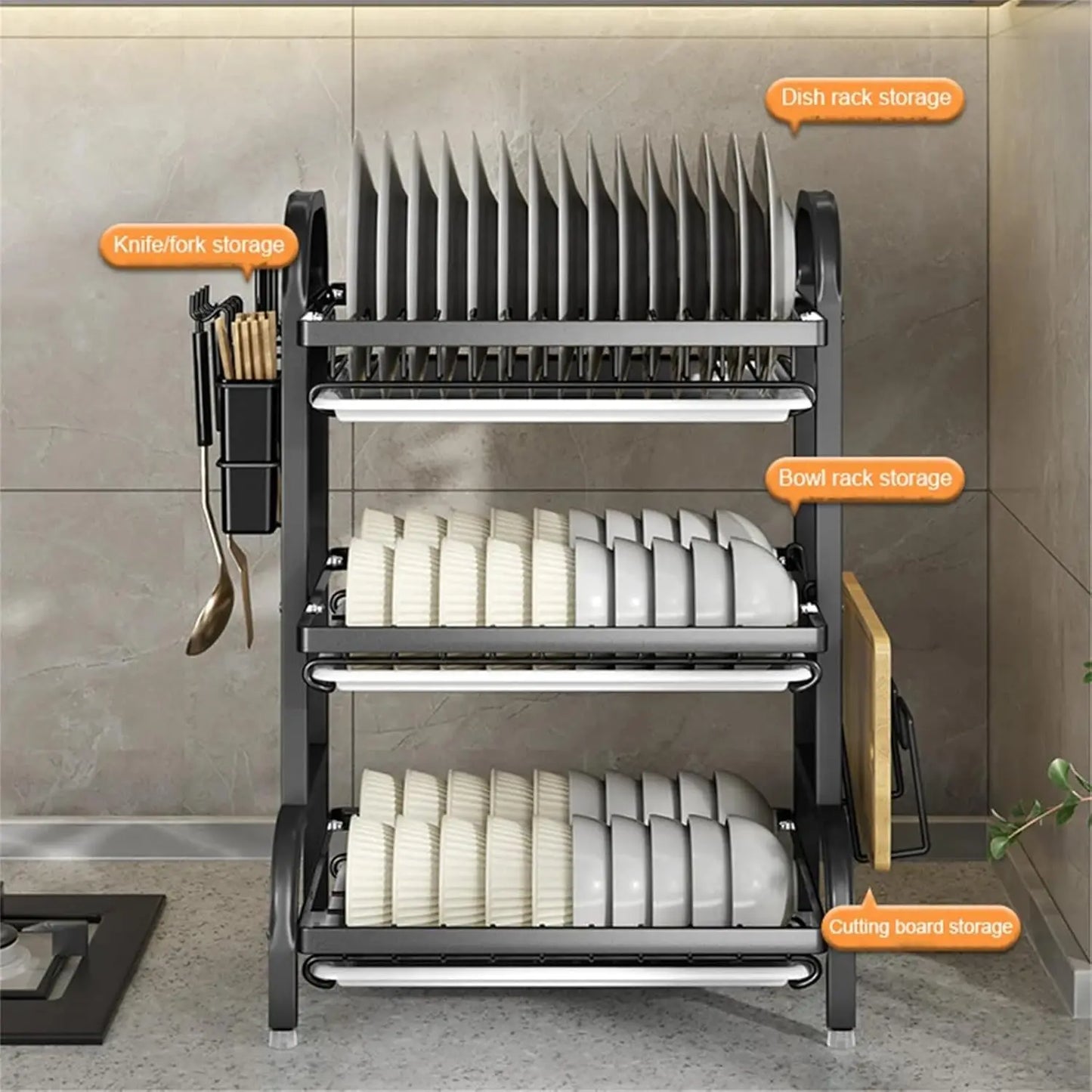 Large Capacity Dish Drainer, Suitable for Tableware