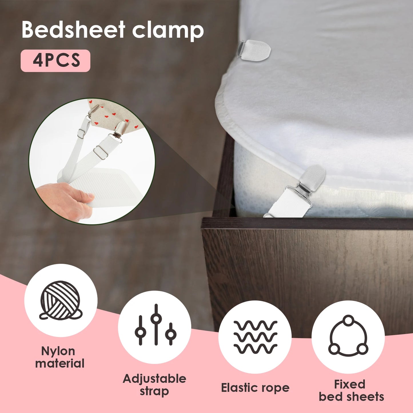 Bed Sheet Straps Adjustable Elastic Length Bed Sheet Holders Mattress Clip