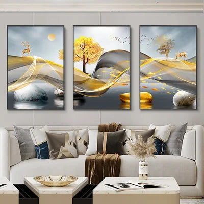 Luxury Ribbon Abstract Wall Art Landscape Modern Poster