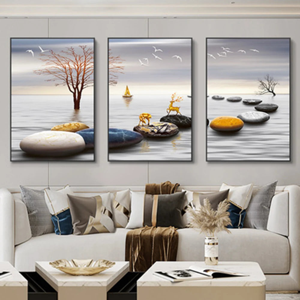 Luxury Ribbon Abstract Wall Art Landscape Modern Poster