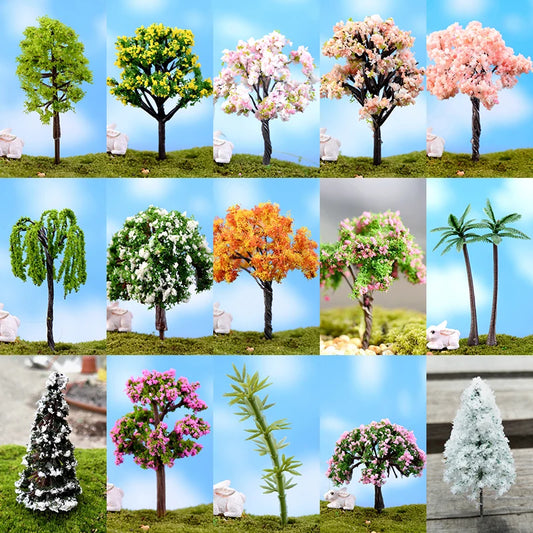 Mini Tree Garden Figurines Multi-style Diy Miniature Craft  Plastic