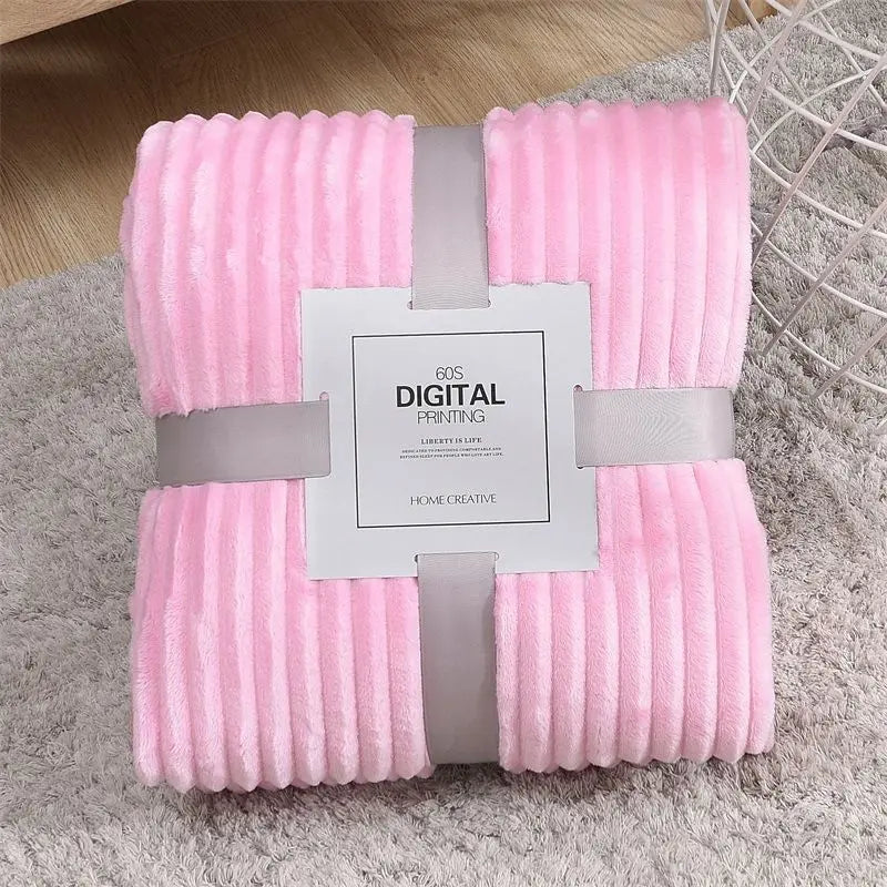 Soft Adult Cover Coral Fleece Blanket On The Sofa
