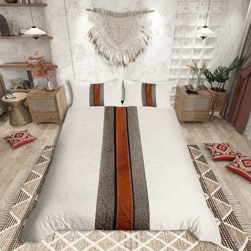 Homewish Geometric Stripes Duvet Cover Set,Geometric Plaid