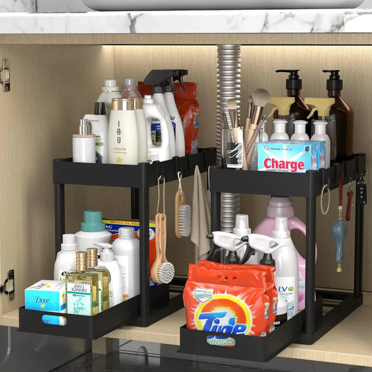 kitchen cabinet shelving unit, multi-purpose bathroom storage basket