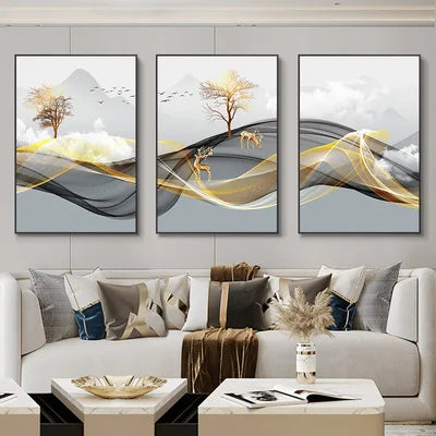 Luxury Ribbon Abstract Wall Art Landscape Modern Poster
