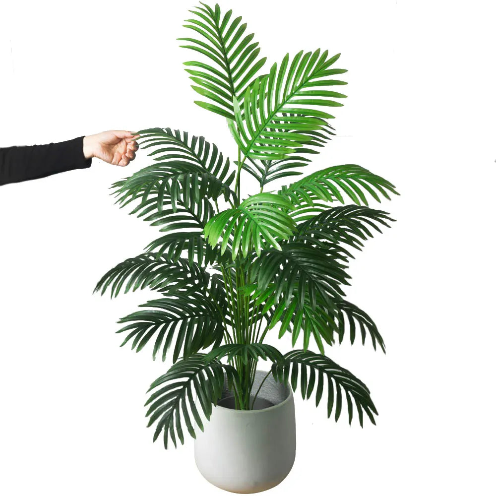 Artificial Palm Tree Tropical Fake Plants Green Plastic Palm Leafs