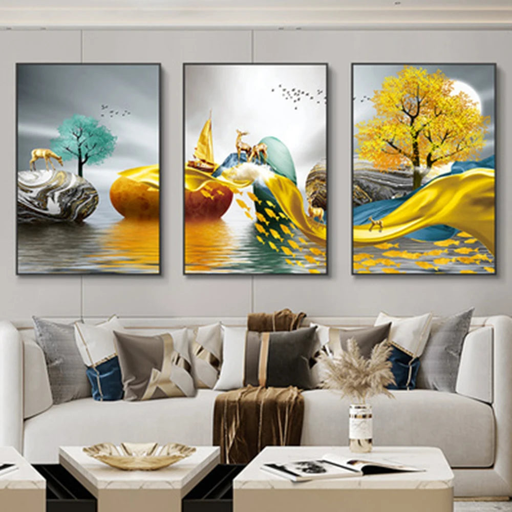 Luxury Ribbon Abstract Wall Art Landscape Modern Poster