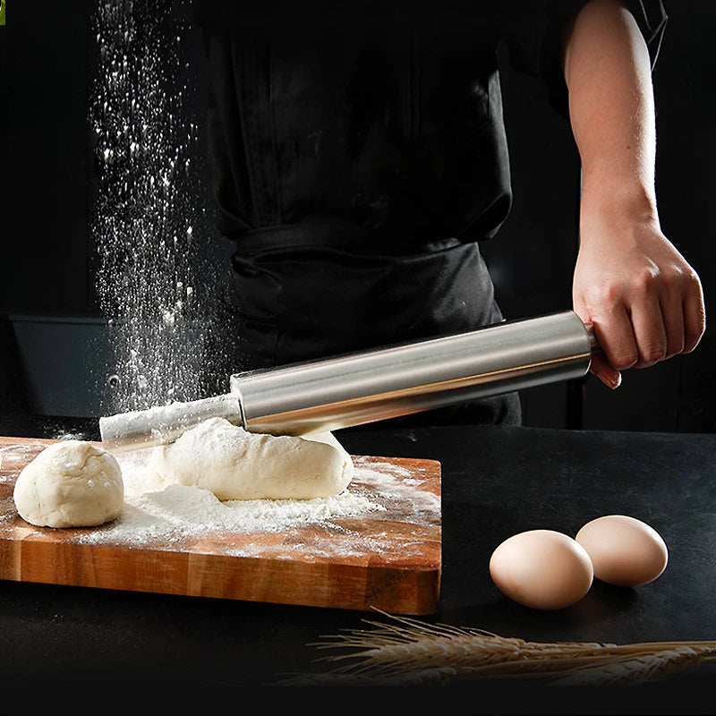 Stainless Steel Rolling Pin Non-stick Pastry Dough Roller