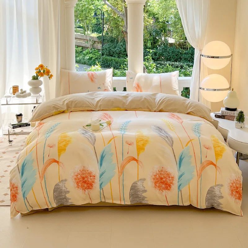 Microfiber Bedding Set Queen Size Duvet Cover for Kids Single Bed
