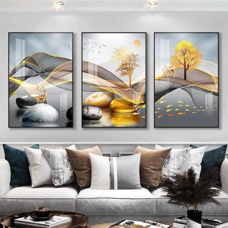 Luxury Ribbon Abstract Wall Art Landscape Modern Poster