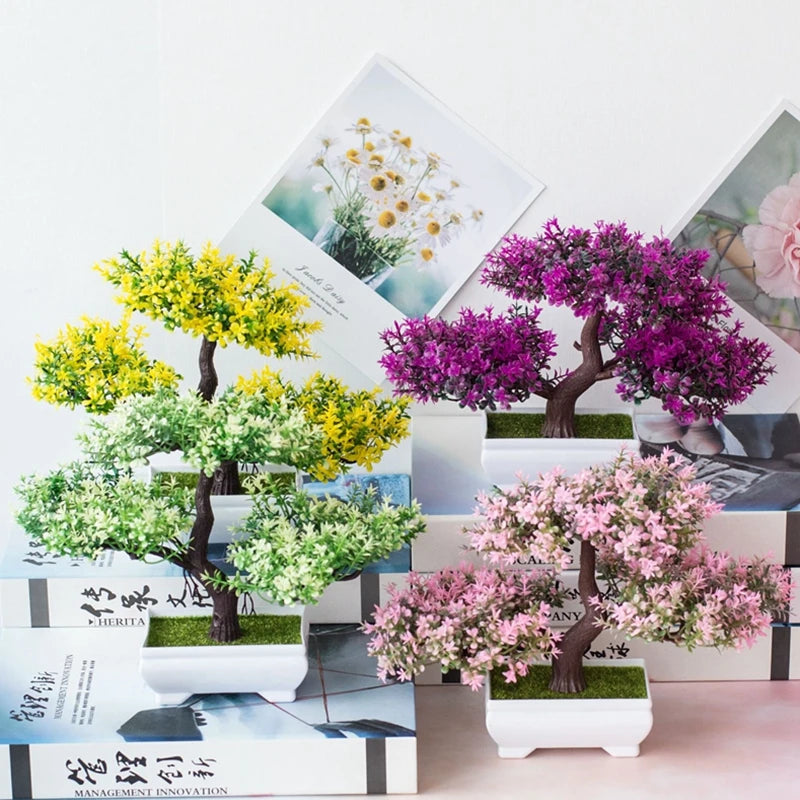 Small Tree Pot Fake Plant Flowers Potted Ornaments For Home