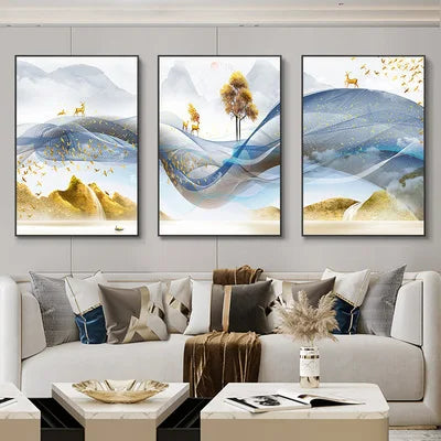 Luxury Ribbon Abstract Wall Art Landscape Modern Poster