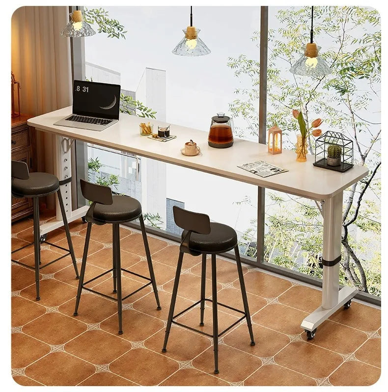 Adjustable Overbed Laptop Desk with Wheels | Bedroom Furniture Rolling Computer Table | Hand Crank Solid Wood Desk