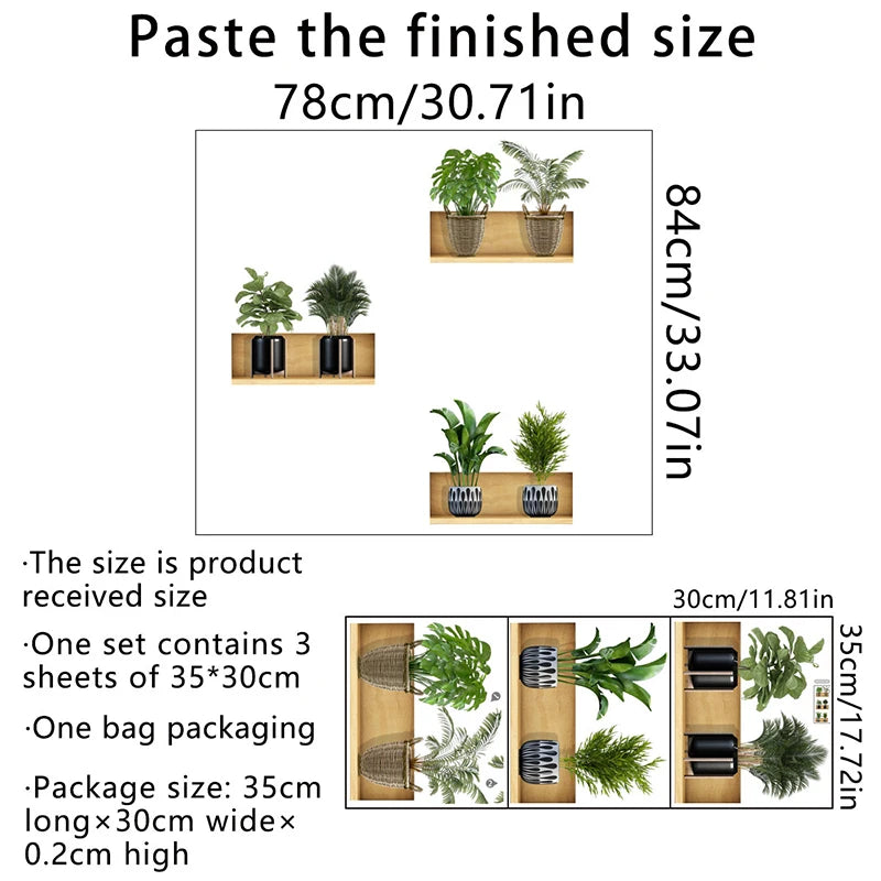 Plant Design Wall Sticker Plant Potted Pattern Wall Decal Background