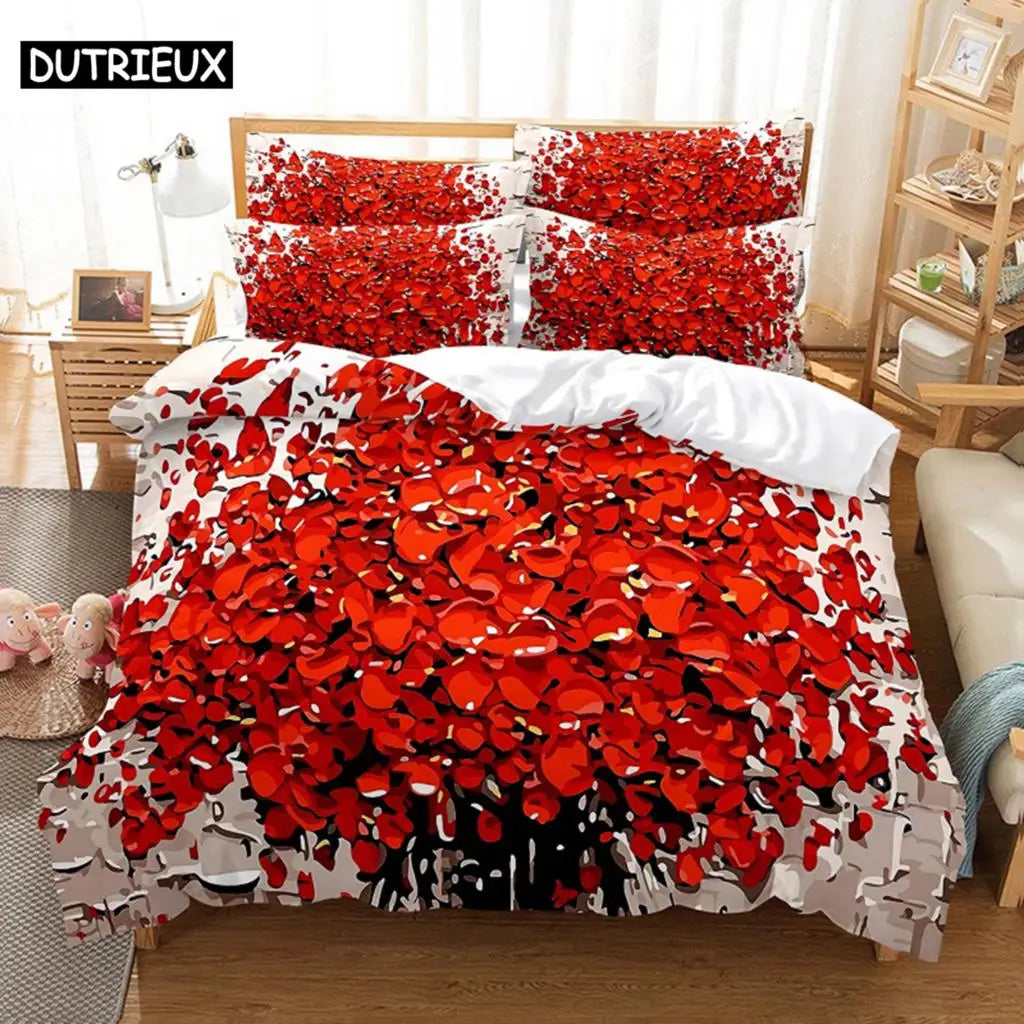 Red Rose Bedding Set Quilt Duvet Cover Comforter Pillow Case