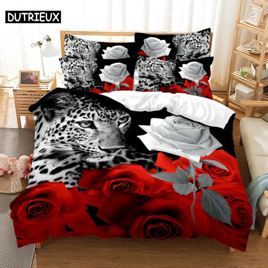 Red Rose Bedding Set Quilt Duvet Cover Comforter Pillow Case