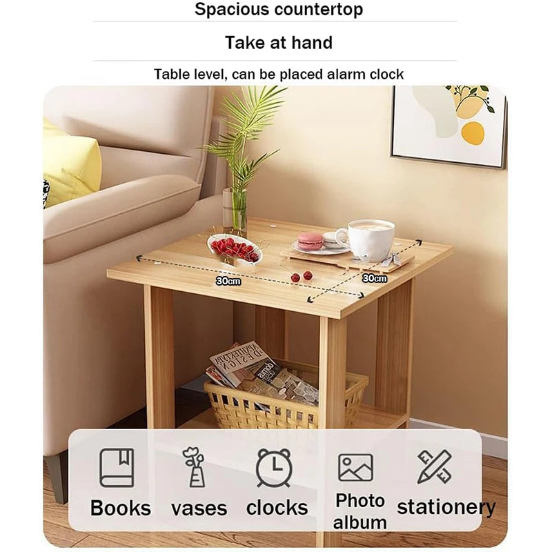 Simple Bedside table Solid Wood Nightstands Double-Layer Night table