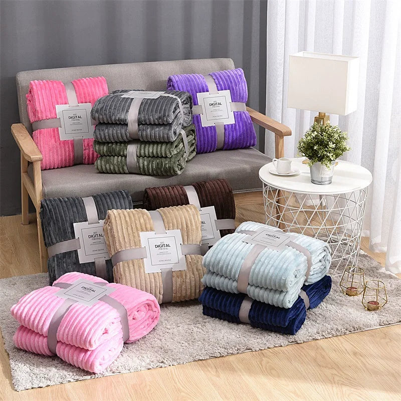 Soft Adult Cover Coral Fleece Blanket On The Sofa