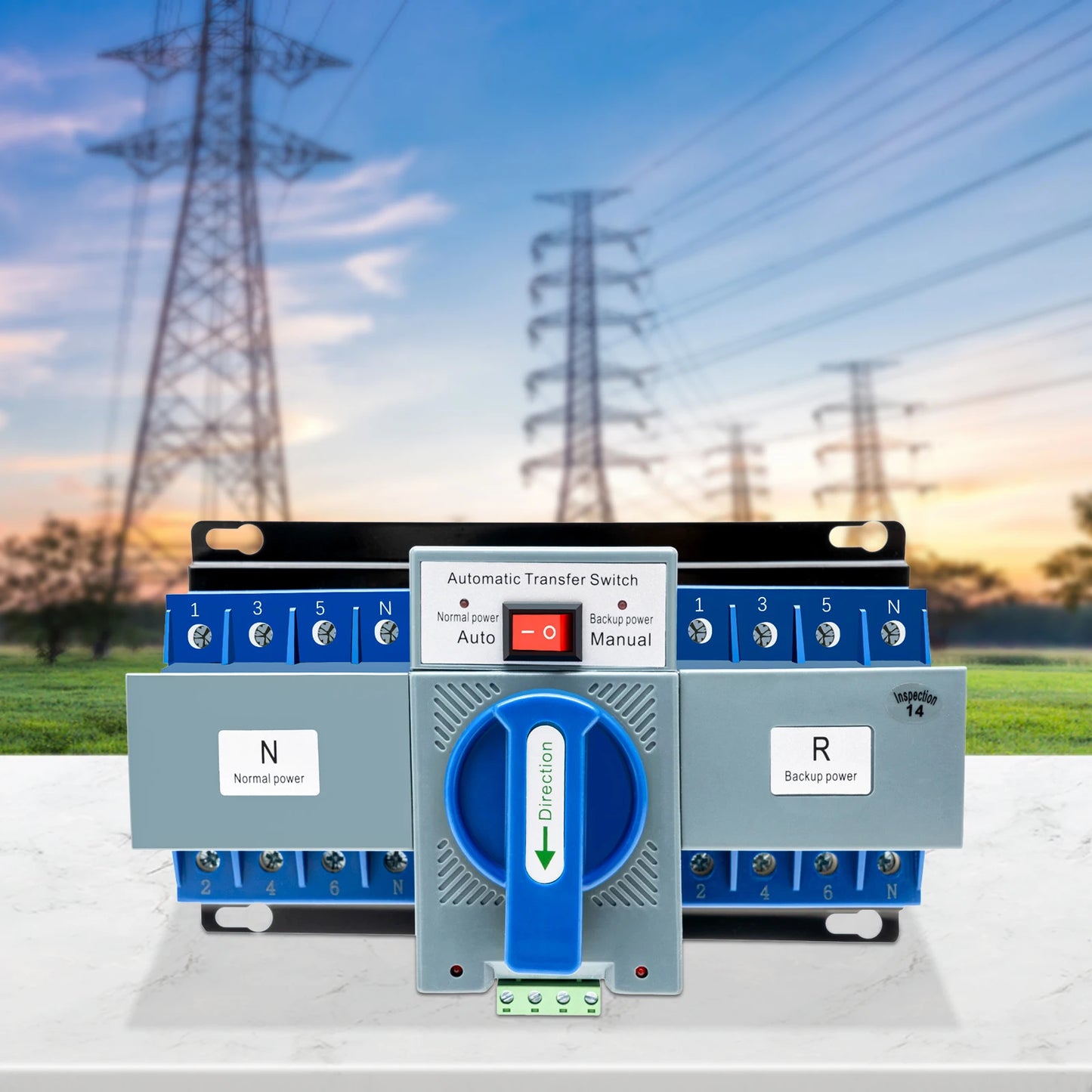 Dual Power Automatic Transfer Switch, flame-retardant plastic shell