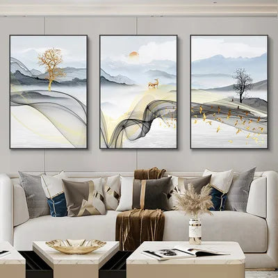 Luxury Ribbon Abstract Wall Art Landscape Modern Poster