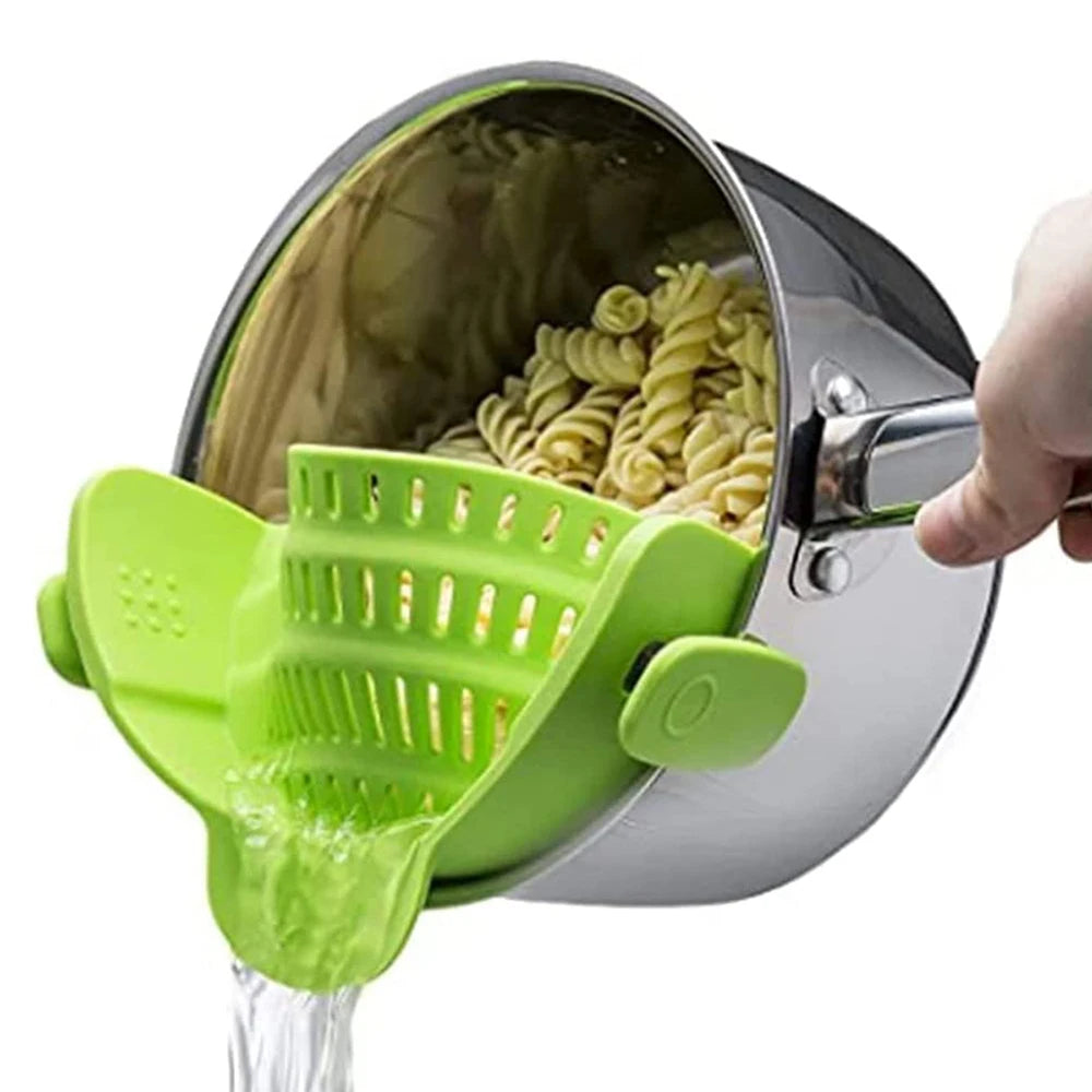 Silicone Kitchen Strainer Clip On Pots and Pans Drain Rack