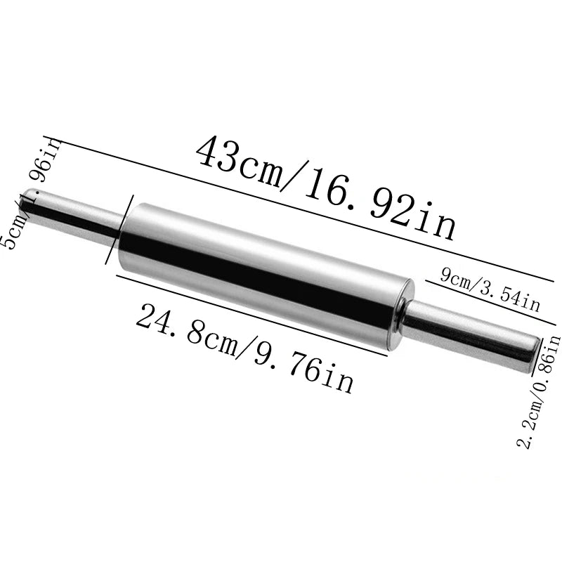 Stainless Steel Rolling Pin Non-stick Pastry Dough Roller