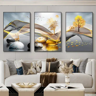 Luxury Ribbon Abstract Wall Art Landscape Modern Poster