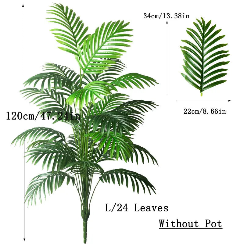 Artificial Palm Tree Tropical Fake Plants Green Plastic Palm Leafs