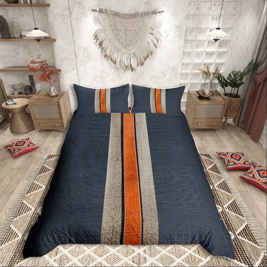 Homewish Geometric Stripes Duvet Cover Set,Geometric Plaid