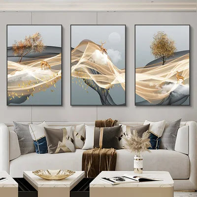 Luxury Ribbon Abstract Wall Art Landscape Modern Poster