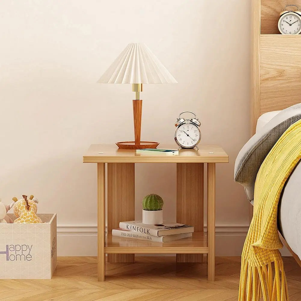 Simple Bedside table Solid Wood Nightstands Double-Layer Night table