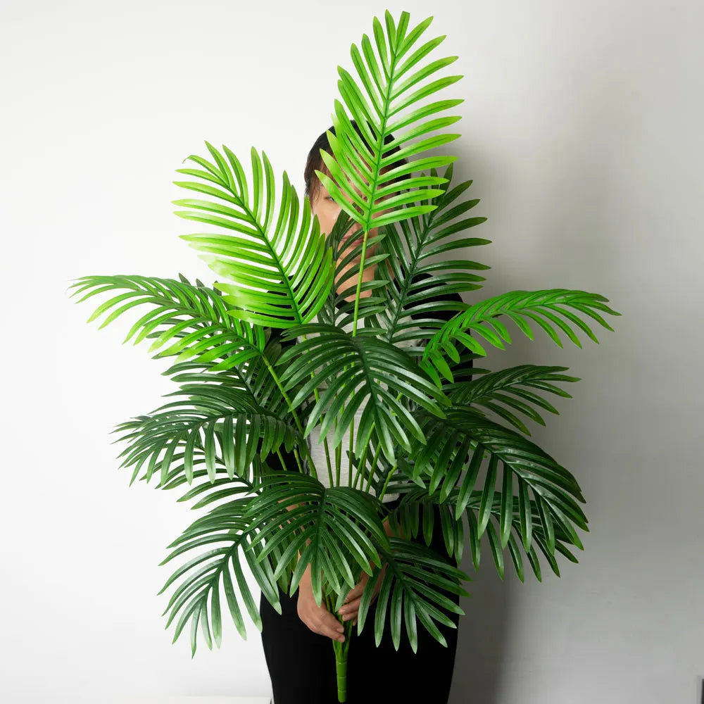 Artificial Palm Tree Tropical Fake Plants Green Plastic Palm Leafs