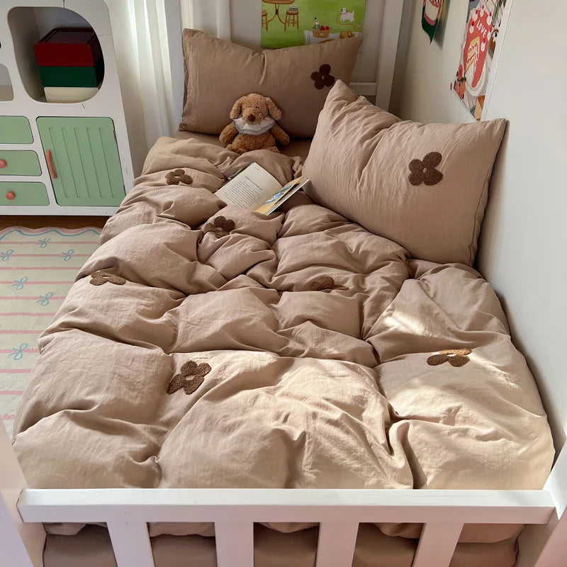 cartoon pure cotton four-piece set student small fresh dormitory