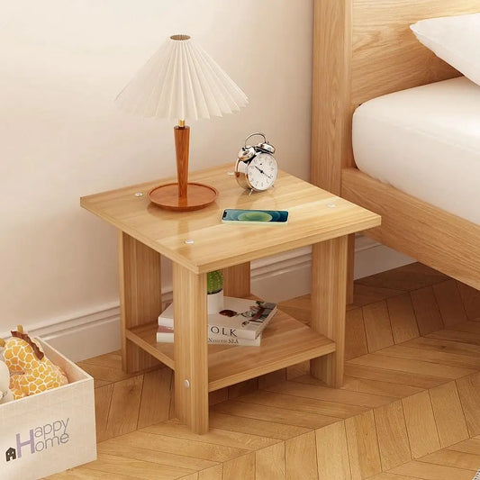 Simple Bedside table Solid Wood Nightstands Double-Layer Night table