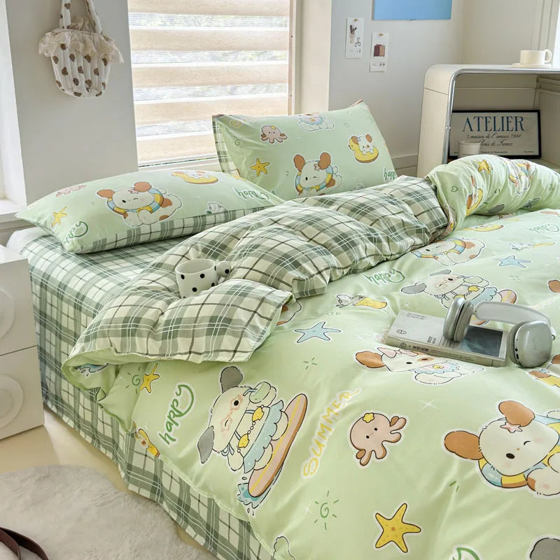 Microfiber Bedding Set Queen Size Duvet Cover for Kids Single Bed