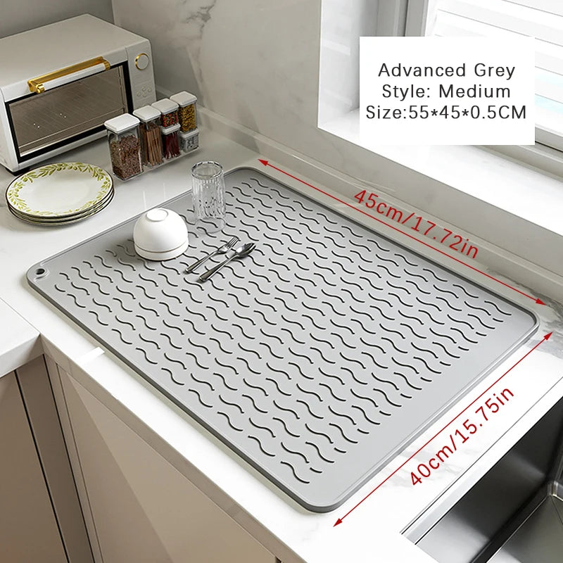 Silicone Drying Mat Heat Resistant Non-Slip Draining Mat