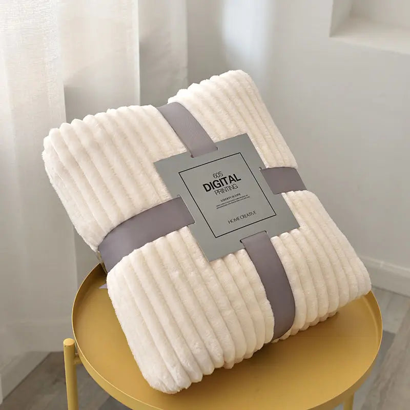 Soft Adult Cover Coral Fleece Blanket On The Sofa