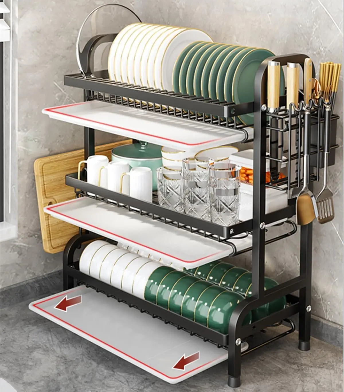 Large Capacity Dish Drainer, Suitable for Tableware