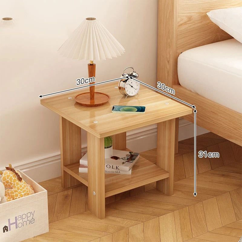 Simple Bedside table Solid Wood Nightstands Double-Layer Night table