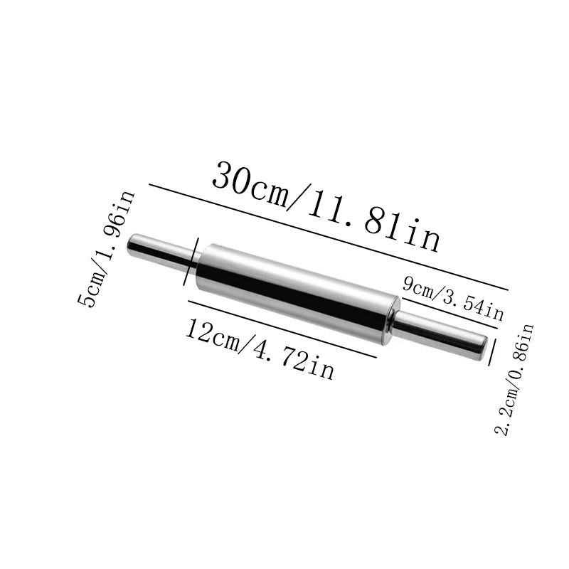 Stainless Steel Rolling Pin Non-stick Pastry Dough Roller