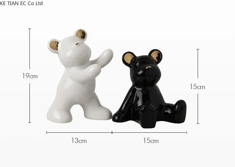 European light luxury fashion bear decoration ceramic bookcase decoration